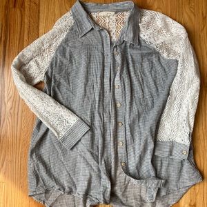 EUC a’reve Button-Down Shirt with Lace Sleeves